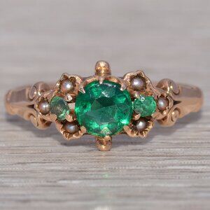 Doublet and Seed Pearl Ring in Rose Gold